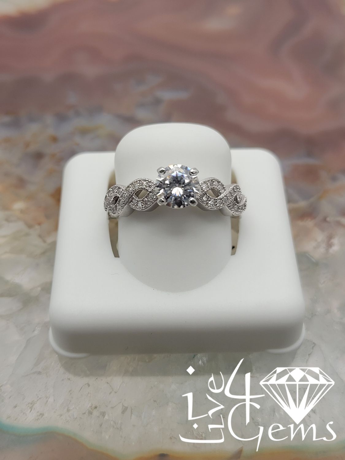 Silver Moissanite Twisted Shank 0.75ctw Ring S6