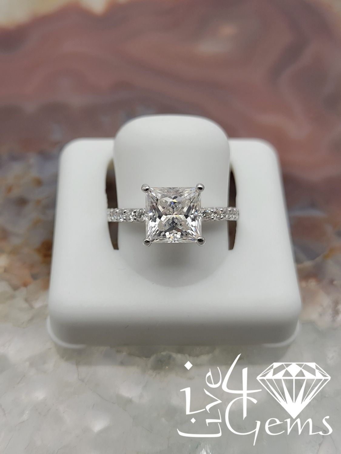 Silver Moissanite 1.5cttw Princess Cut Ring