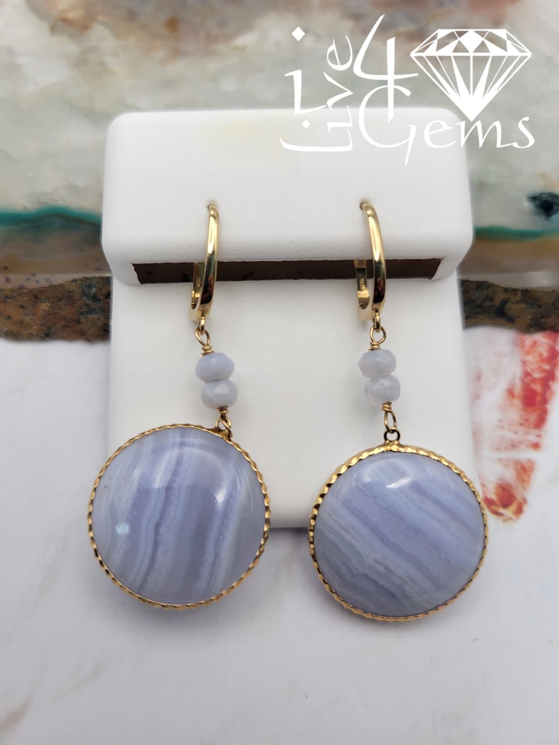 14kt Lavender Agate Round Hanging Earring