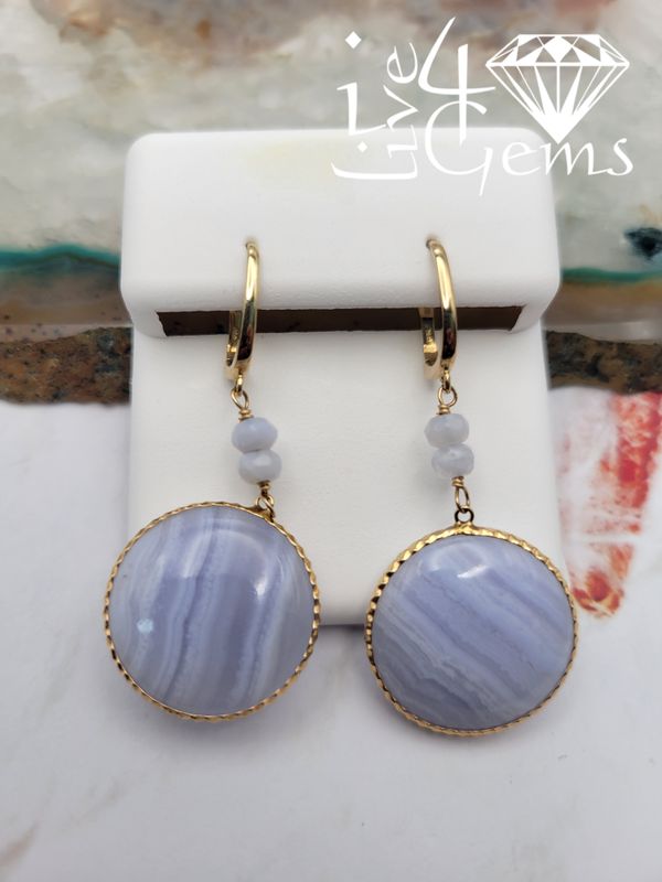 14kt Lavender Agate Round Hanging Earring
