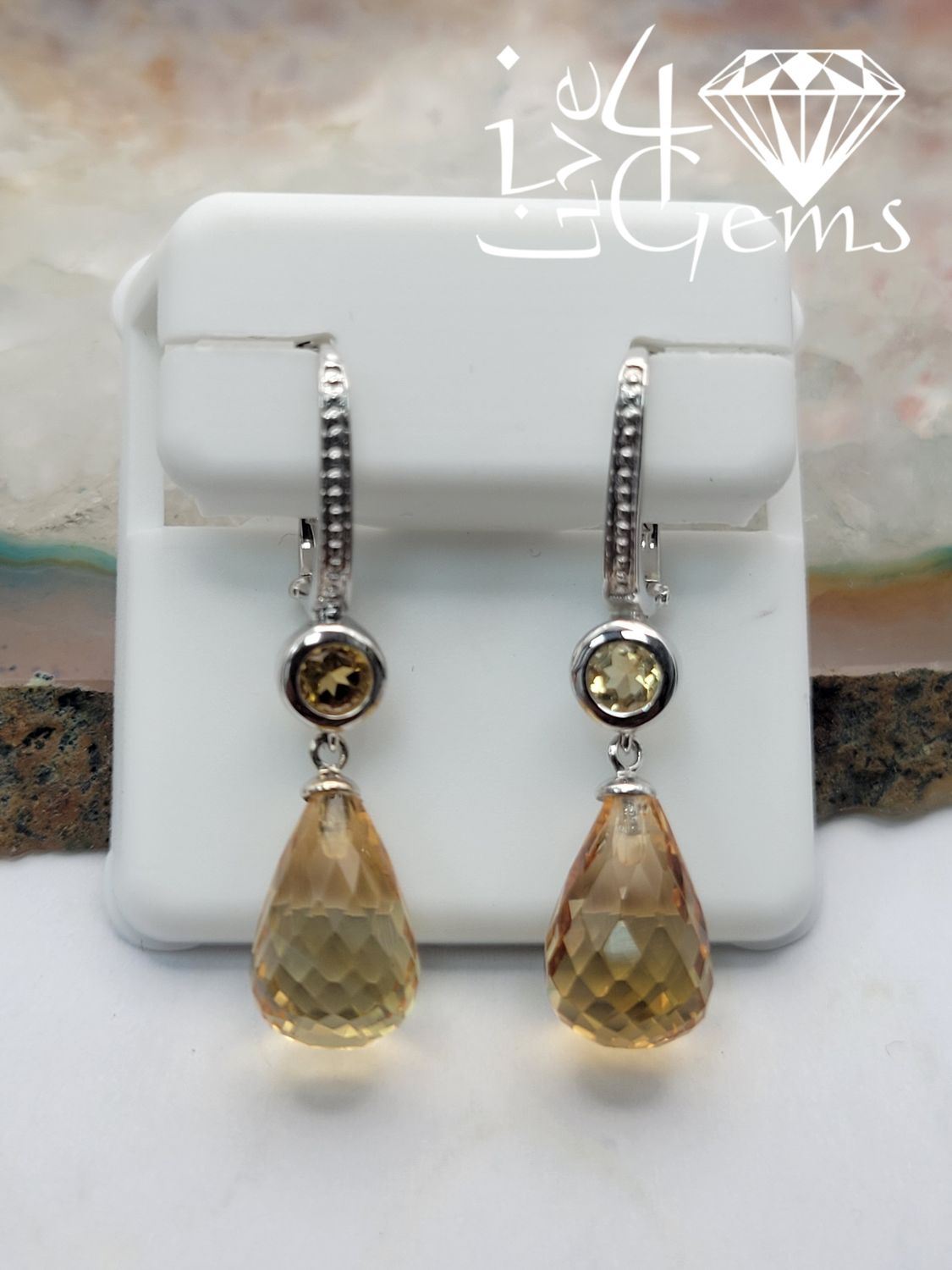 14ktw Briolette Tear Drop Citrine Earring