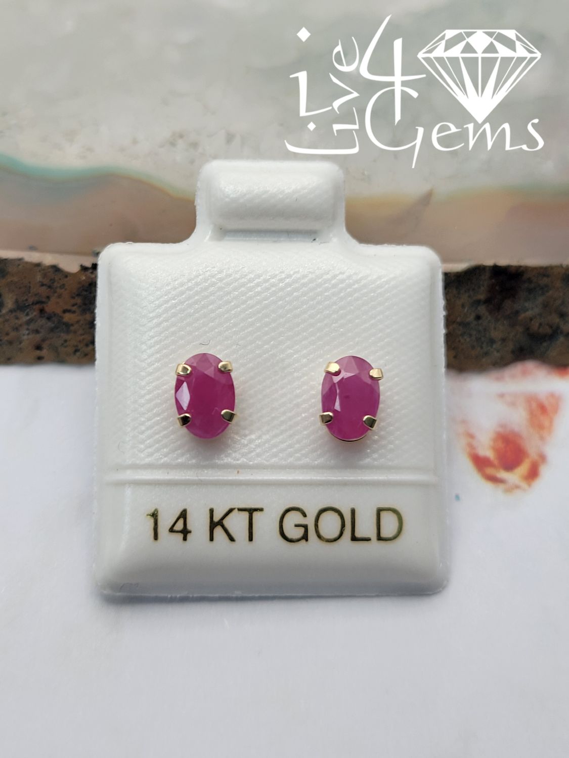14kty Oval Ruby Stud Earrings 6x4mm