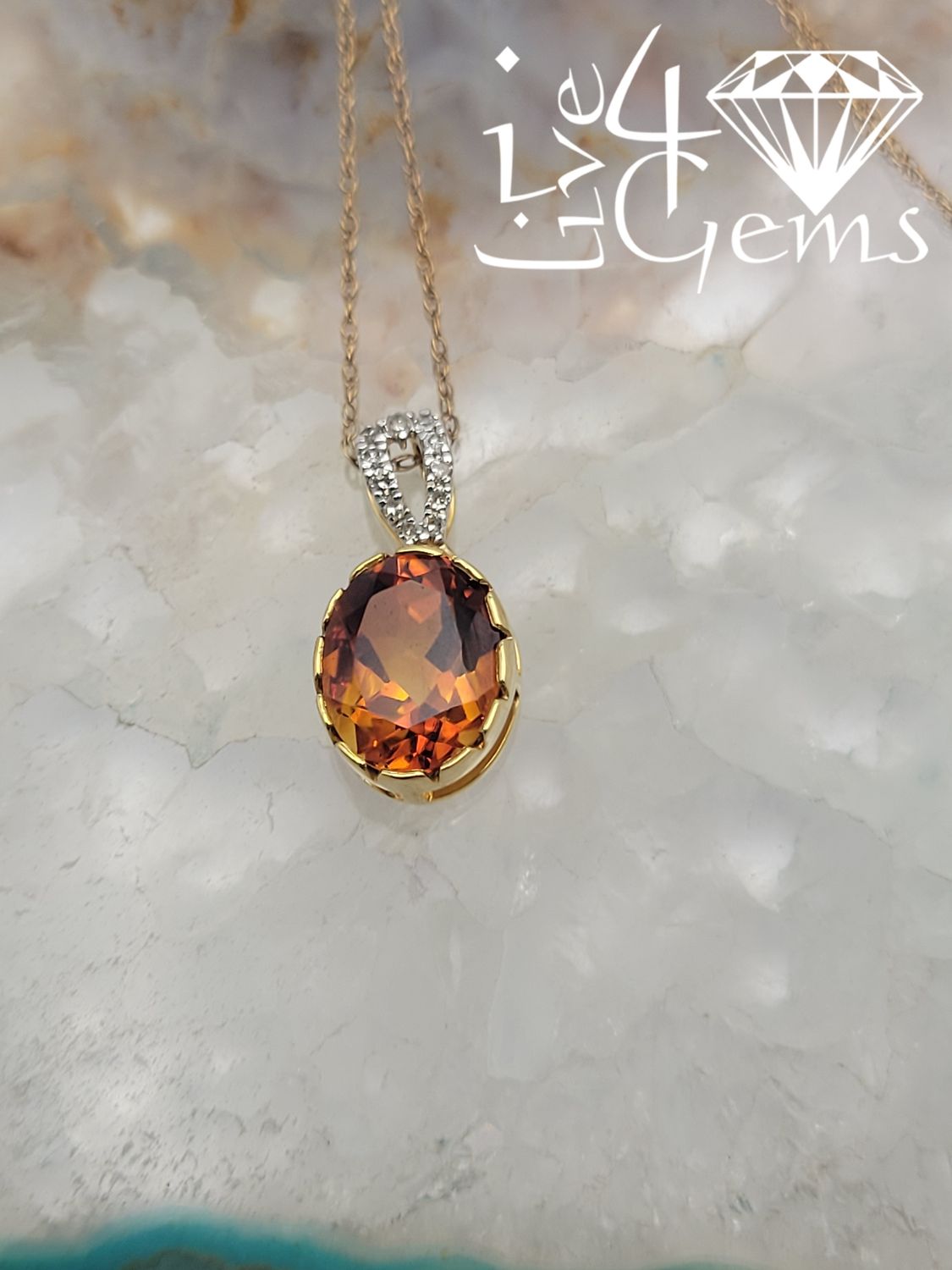 10kty 0.05ctw Dia Oval Bezel Chain Citrine