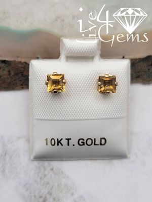 10kty 5x5mm Citrine Square Stud Earrings