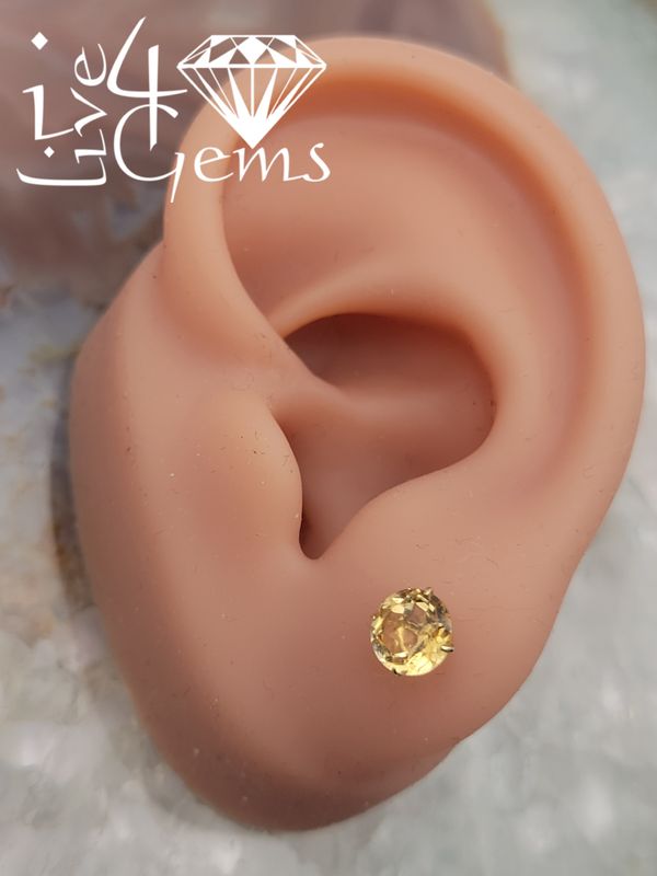 14kty Citrine 6mm Stud Yellow Gold