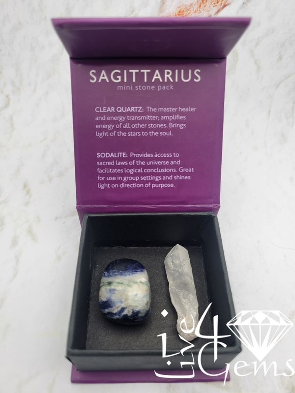 Sagittarius Mini Stone Pack - Clear Quartz and Soladite