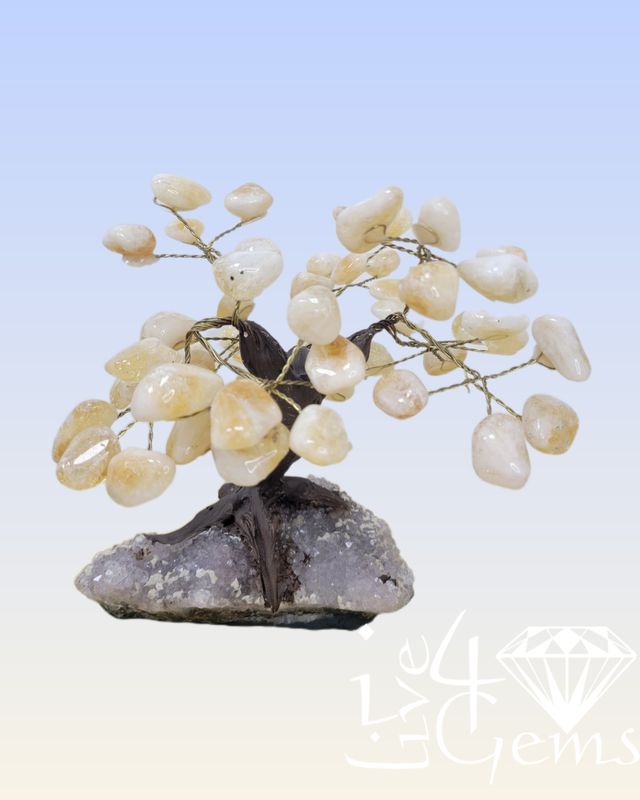 Gemstone Bonsai Tree Citrine with Amethyst Base