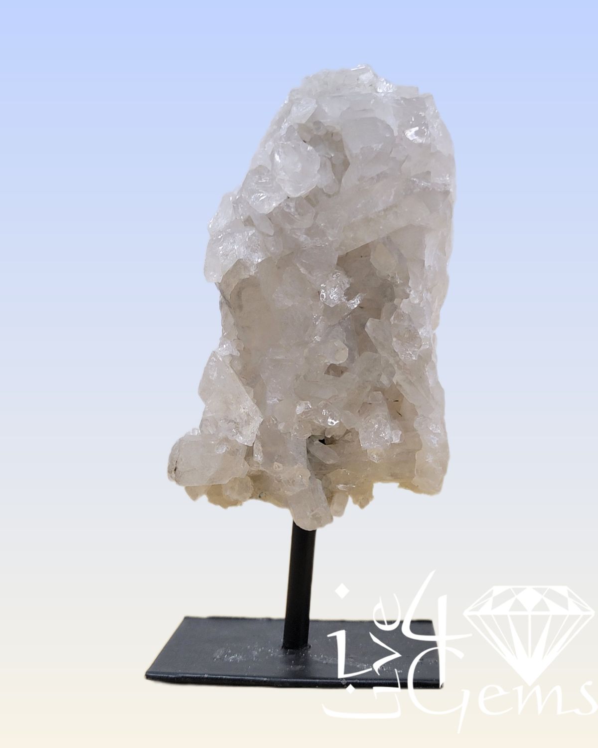 Natural Raw Clear Quartz on Metal Base