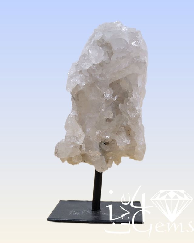 Natural Raw Clear Quartz on Metal Base