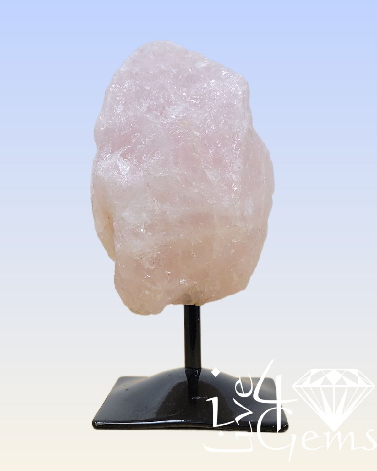 Natural Rose Quartz on Metal Base