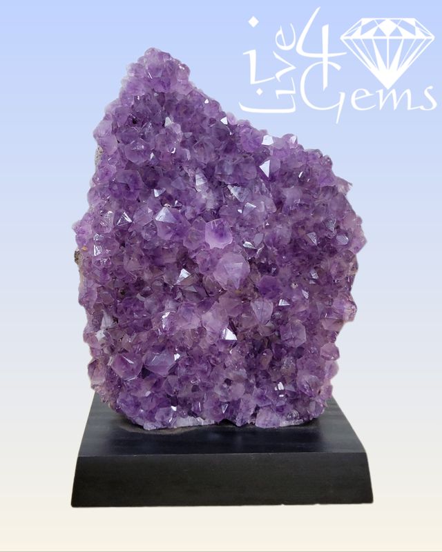 Natural Amethyst on Wooden Base