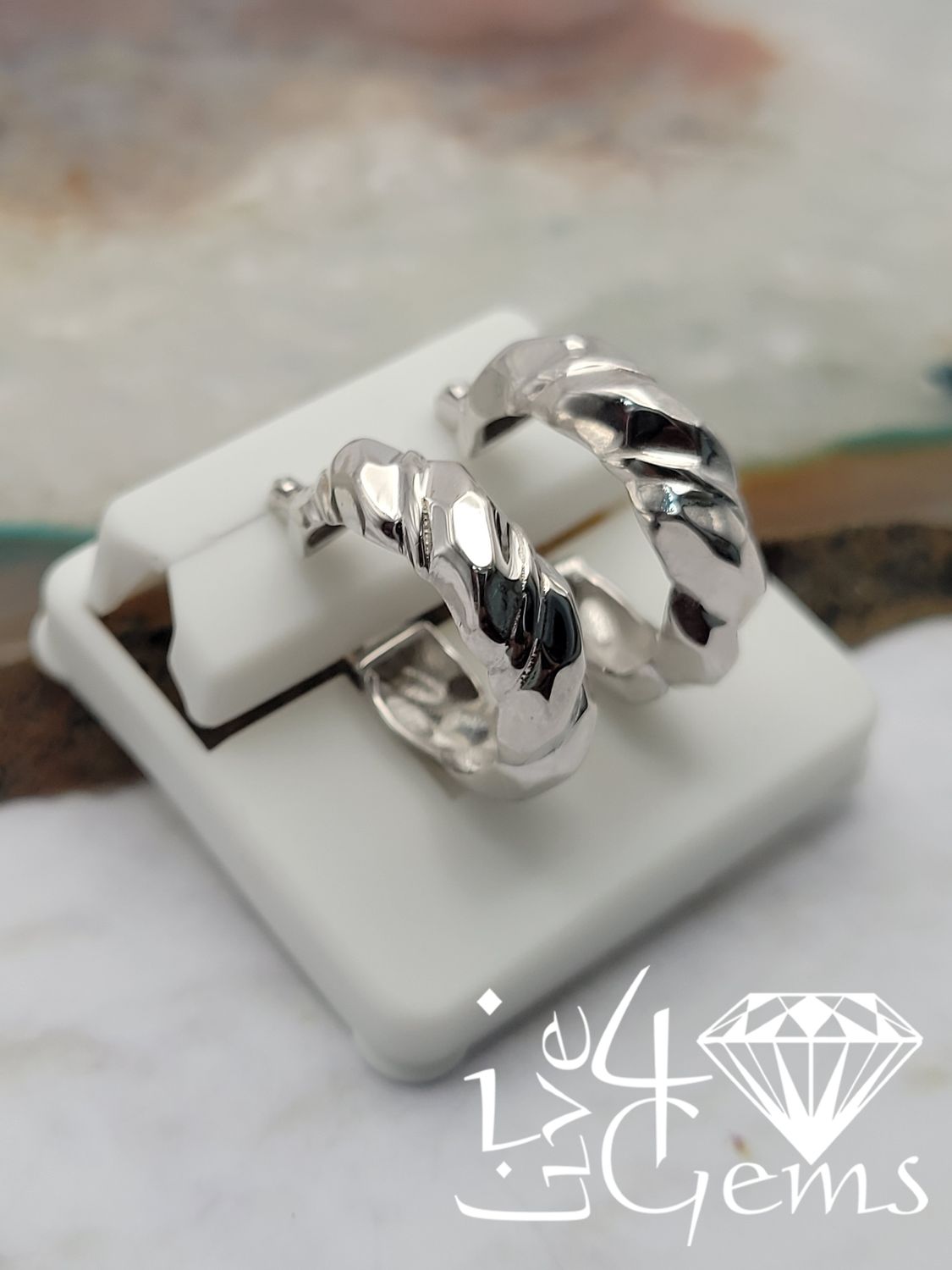 Silver 20mm Twisted Hoop