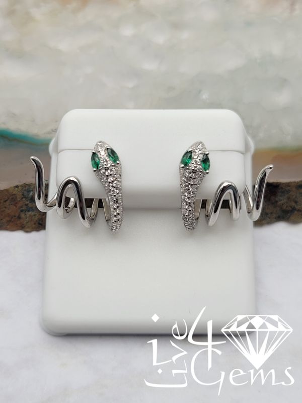 Silver Snake Cuff Stud Earring