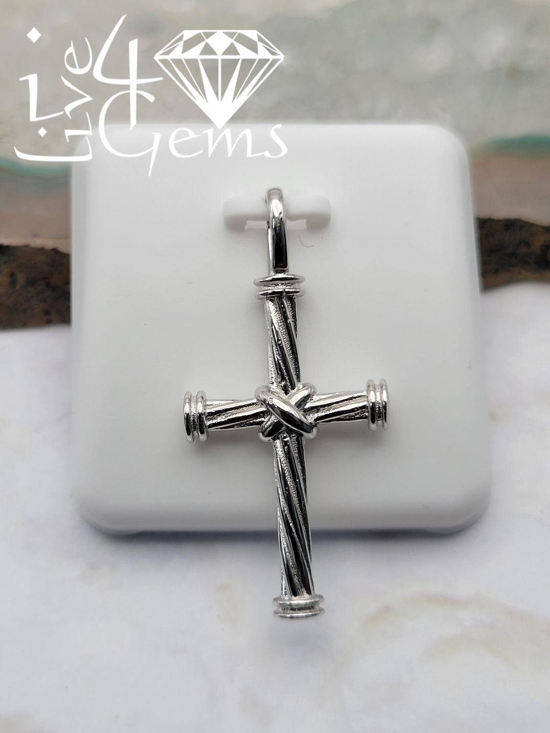 Silver Rope Pattern Cross Pendant