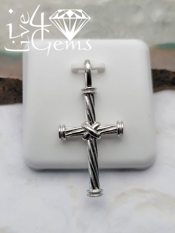 Silver Rope Pattern Cross Pendant
