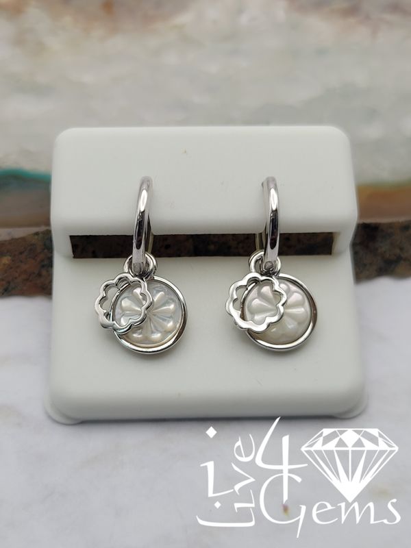 Silver Mother of Pearl  Shell Charm Earring