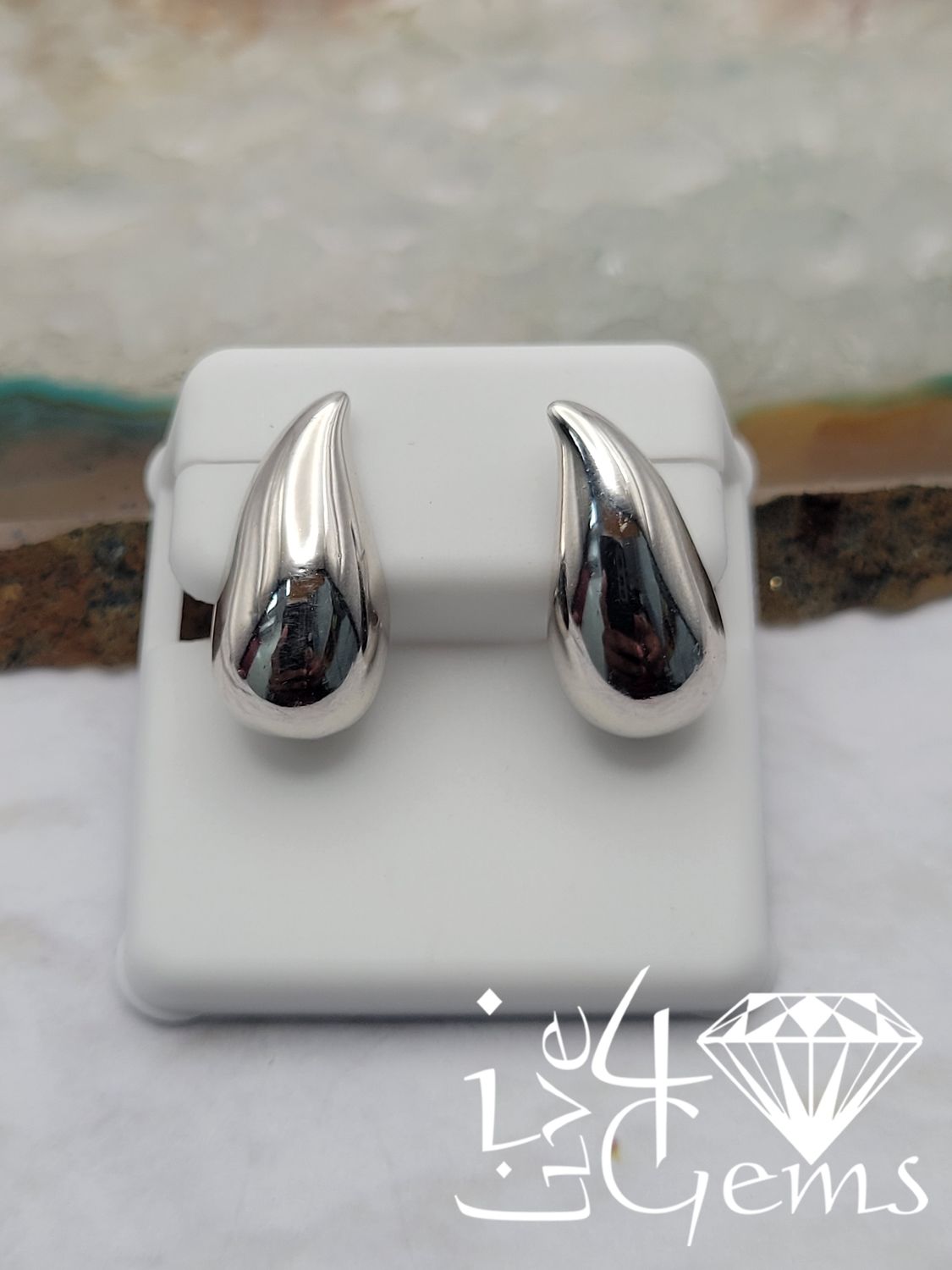 Silver Tear Drop Stud Earring