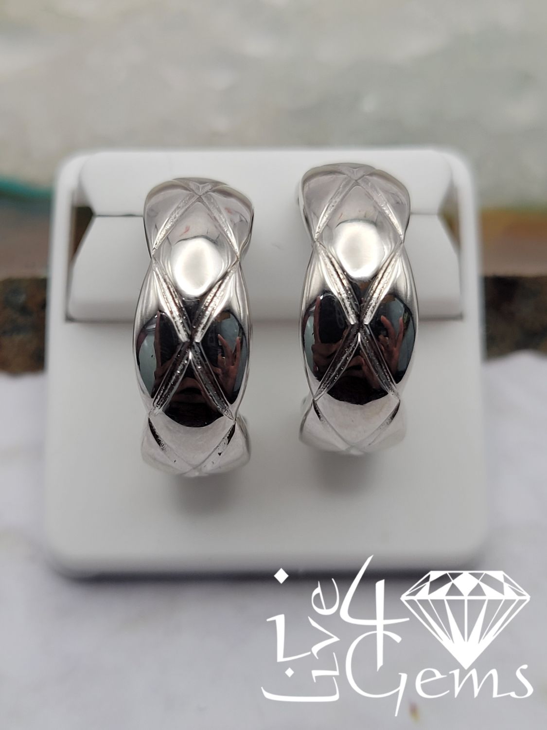 Silver X Pattern Earring