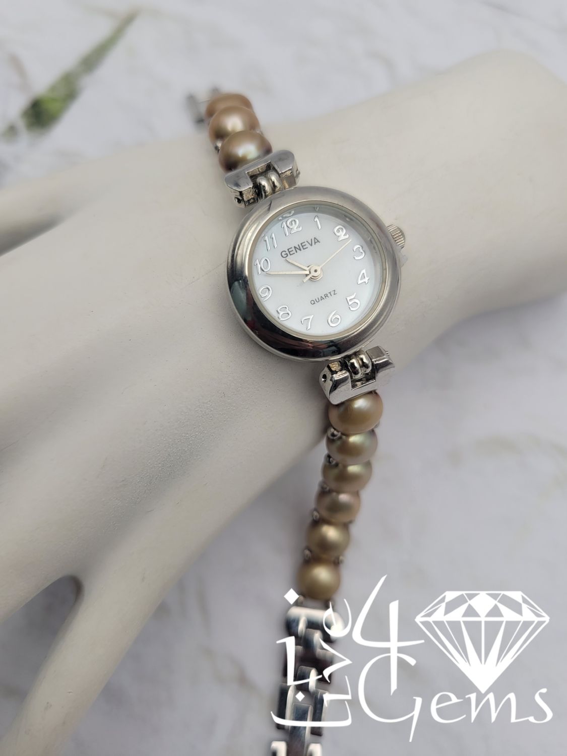 Freshwater Pearl Watch  Gold