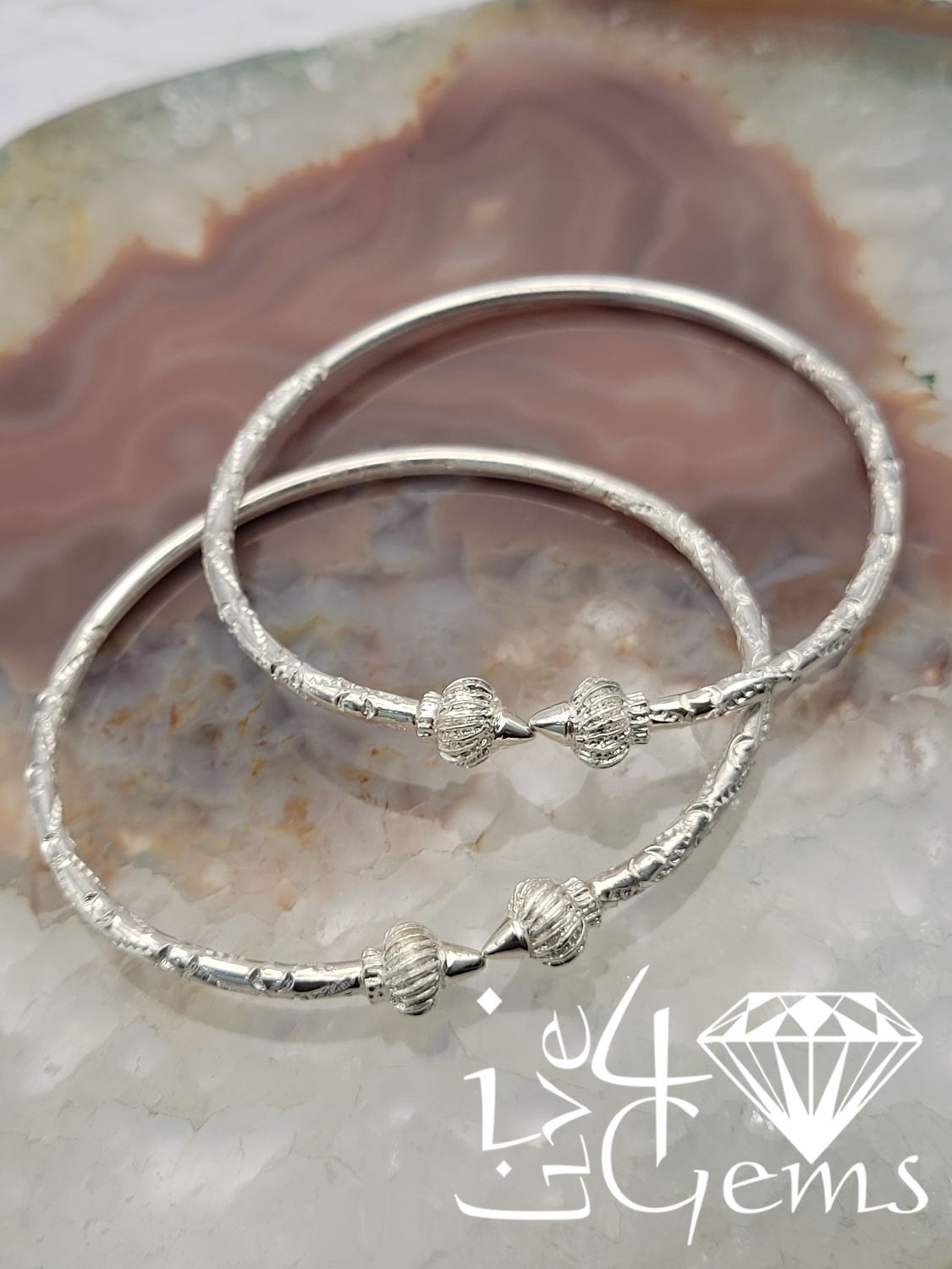 Pair Silver 5.5&quot; Bangle Arrow Head