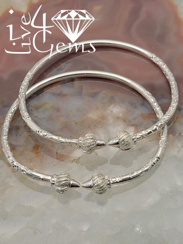 Pair Silver 4.5&quot; Bangle Arrow Head