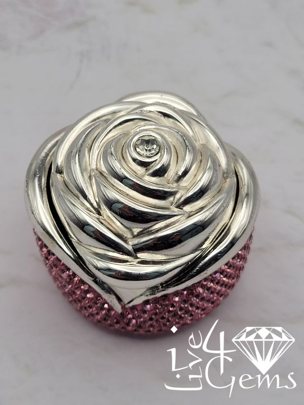Rhinestone Rose Jewelry Box Pink