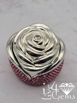 Rhinestone Rose Jewelry Box Pink