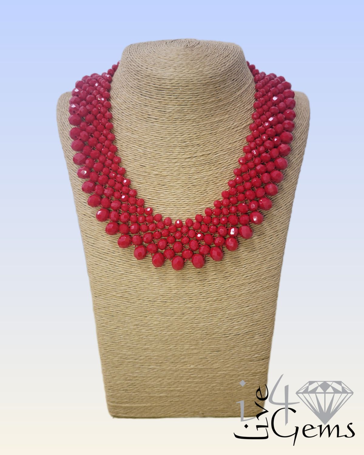 Faceted Red Bead Collar Necklace