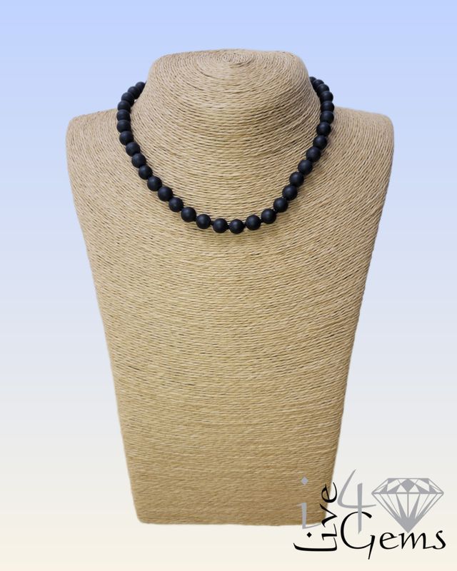 Hand-Knotted Black Onyx Choker Necklace