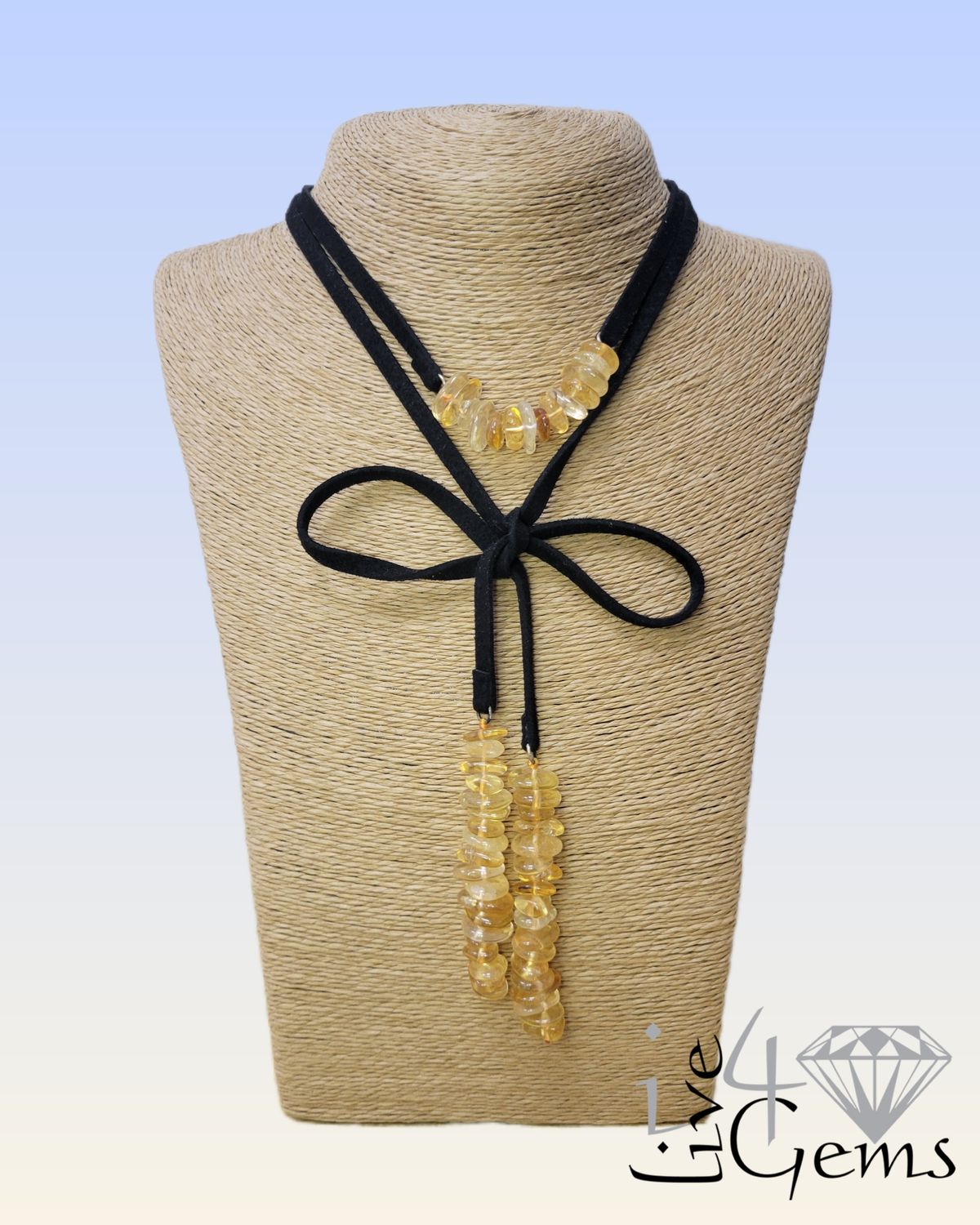 Suede Leather Citrine Choker Necklace