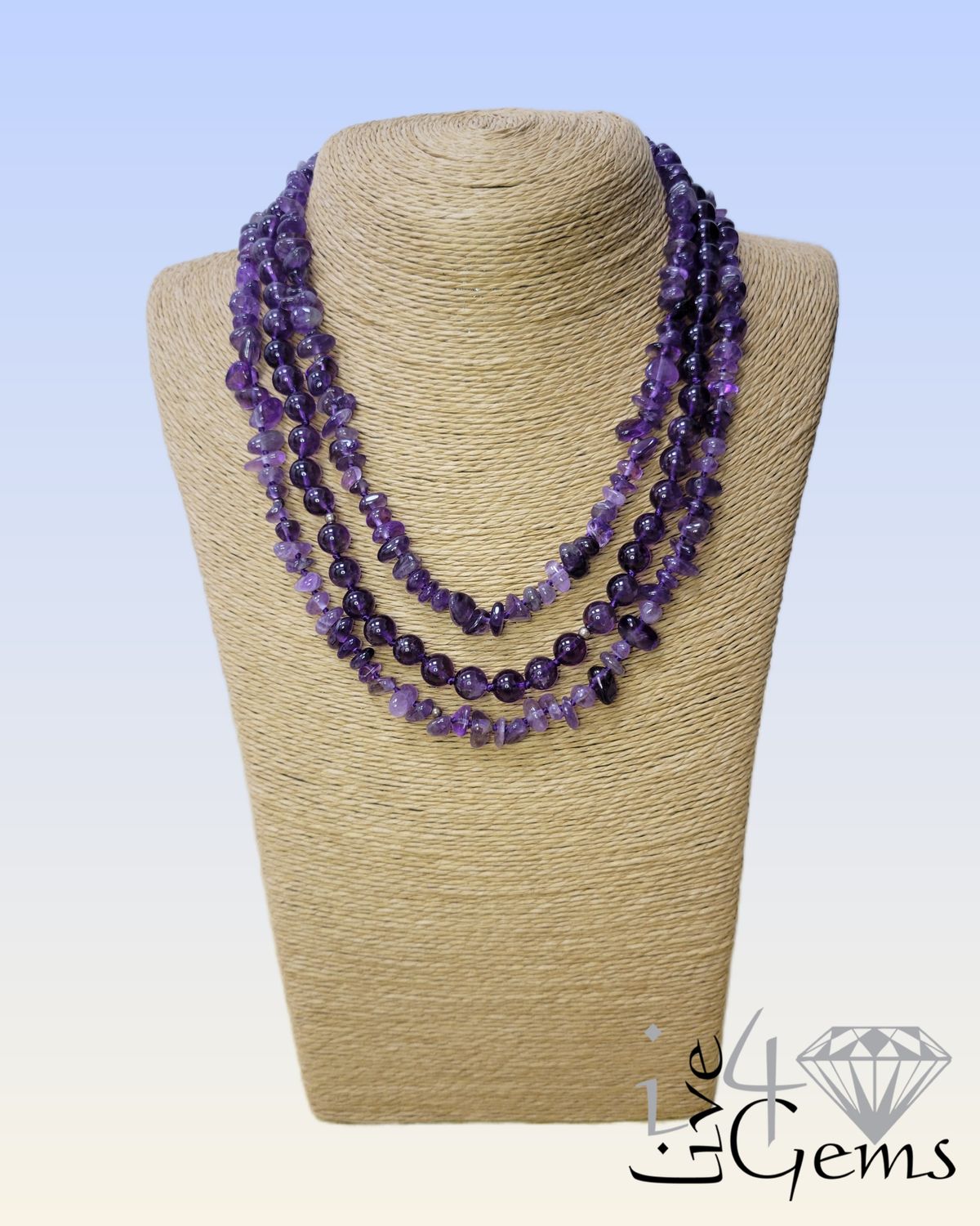 Amethyst Triple Strand Necklace