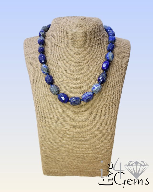 Faceted Lapis Lazuli Barrel 18&quot;L 1.5 ext