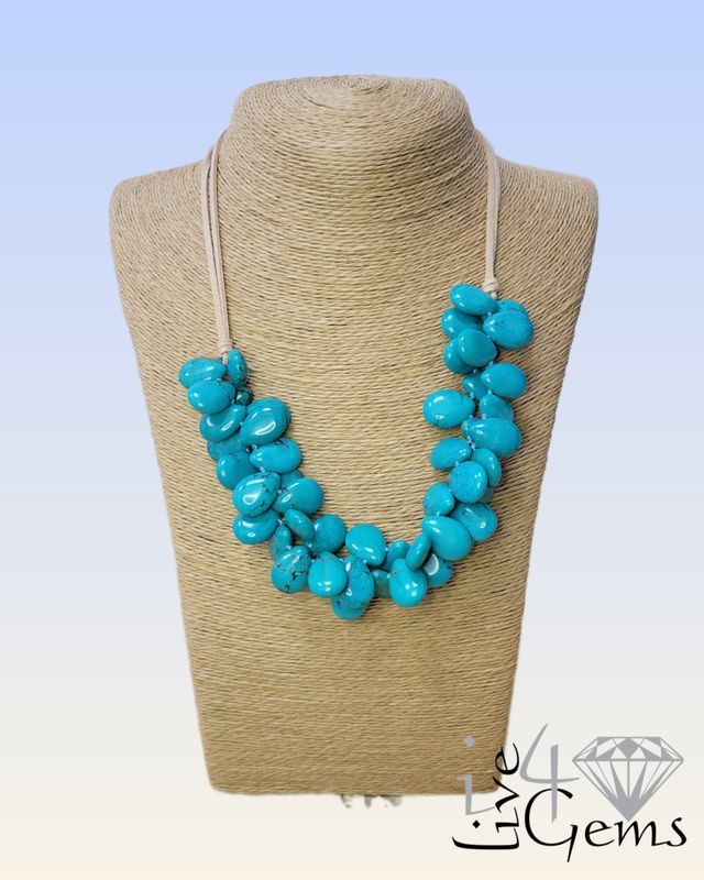18&quot; Desert Sky  Magnesite Turquoise Leather Necklace