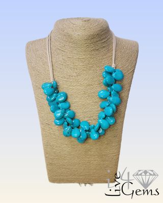 18" Desert Sky Magnesite Turquoise Leather Necklace