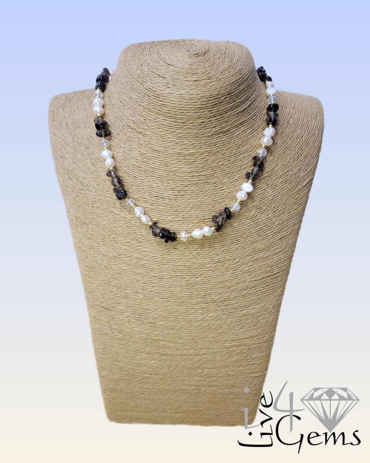 16.5&quot; Smokey Quartz and Freshwater Cultured Pearl Necklace