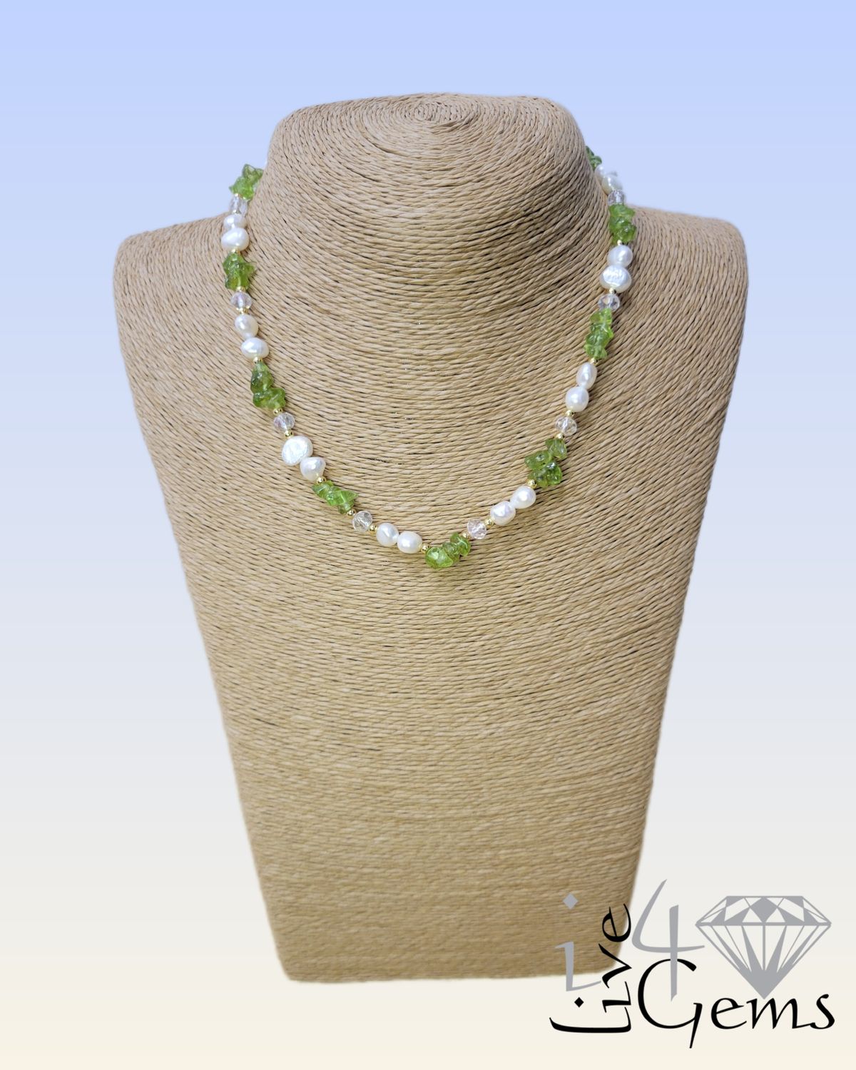 16.5&quot; Peridot and Freshwater Cultured Pearl Necklace