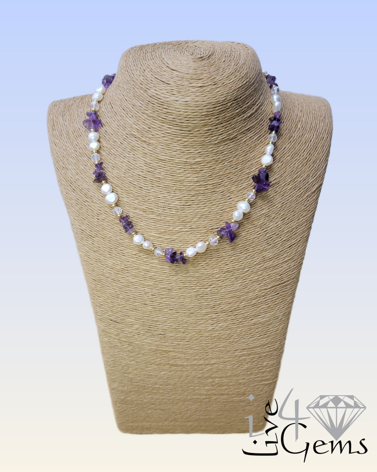 16.5&quot; Amethyst and Freshwater Cultured Pearl Necklace