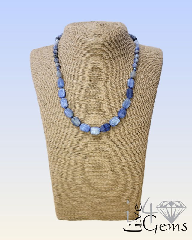 18&quot; Kyanite and Crystal Knotted Necklace