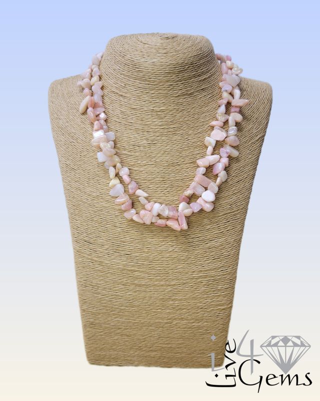 16&quot; Double Strand Pink Opal Torsade Necklace