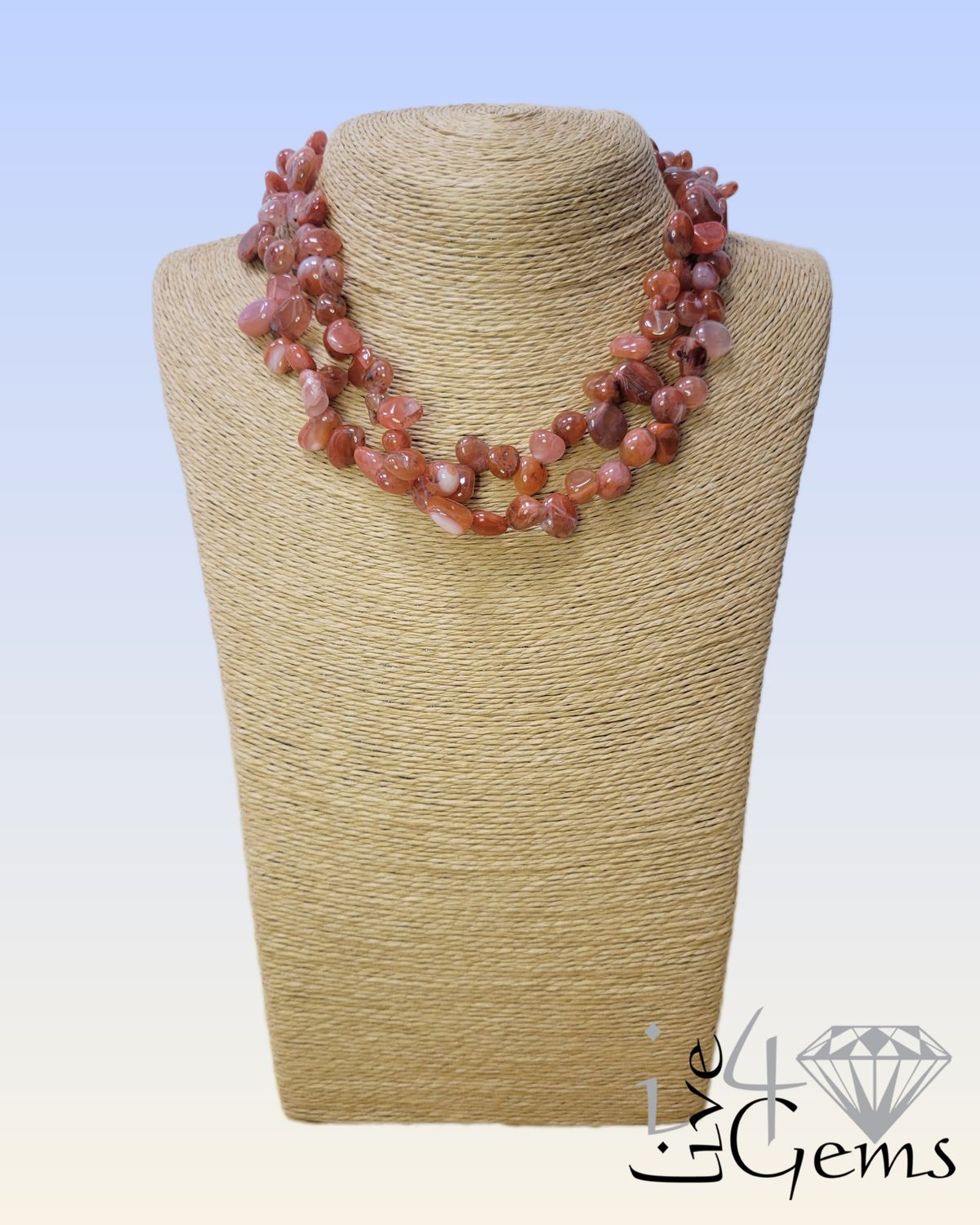 16&quot; Double Strand Red Agate Torsade Necklace