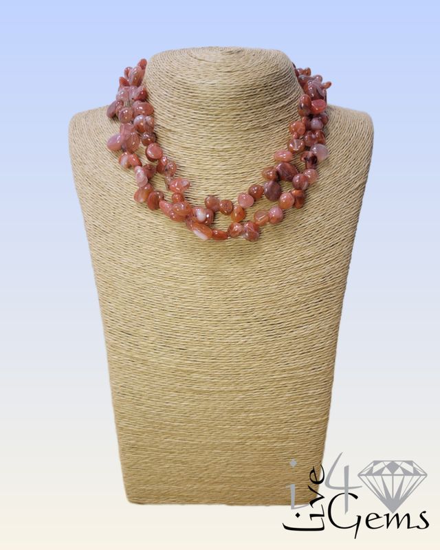 16&quot; Double Strand Red Agate Torsade Necklace