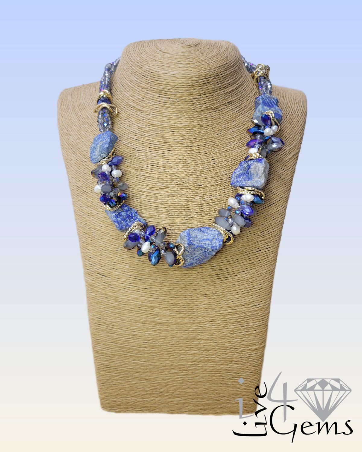 20&quot; Magnetic Clasp Lapis Lazuli Crystal Necklace
