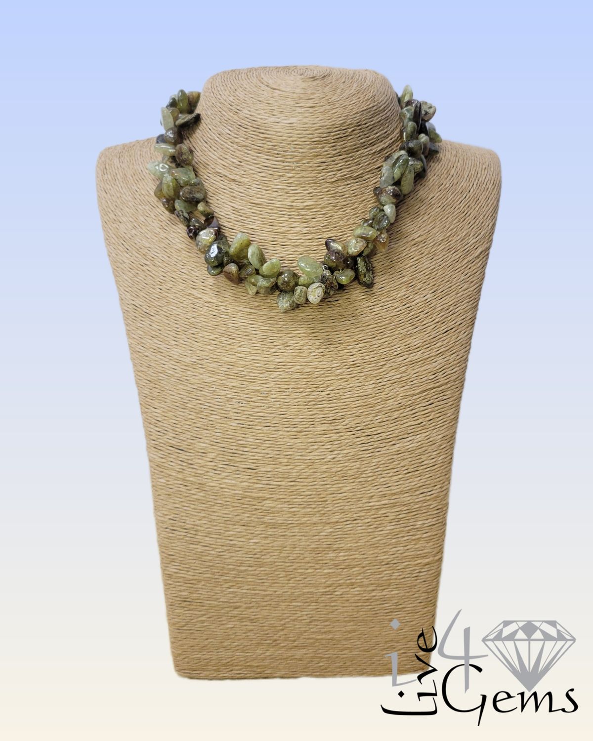 16&quot; Double Strand Green Garnet Torsade Necklace