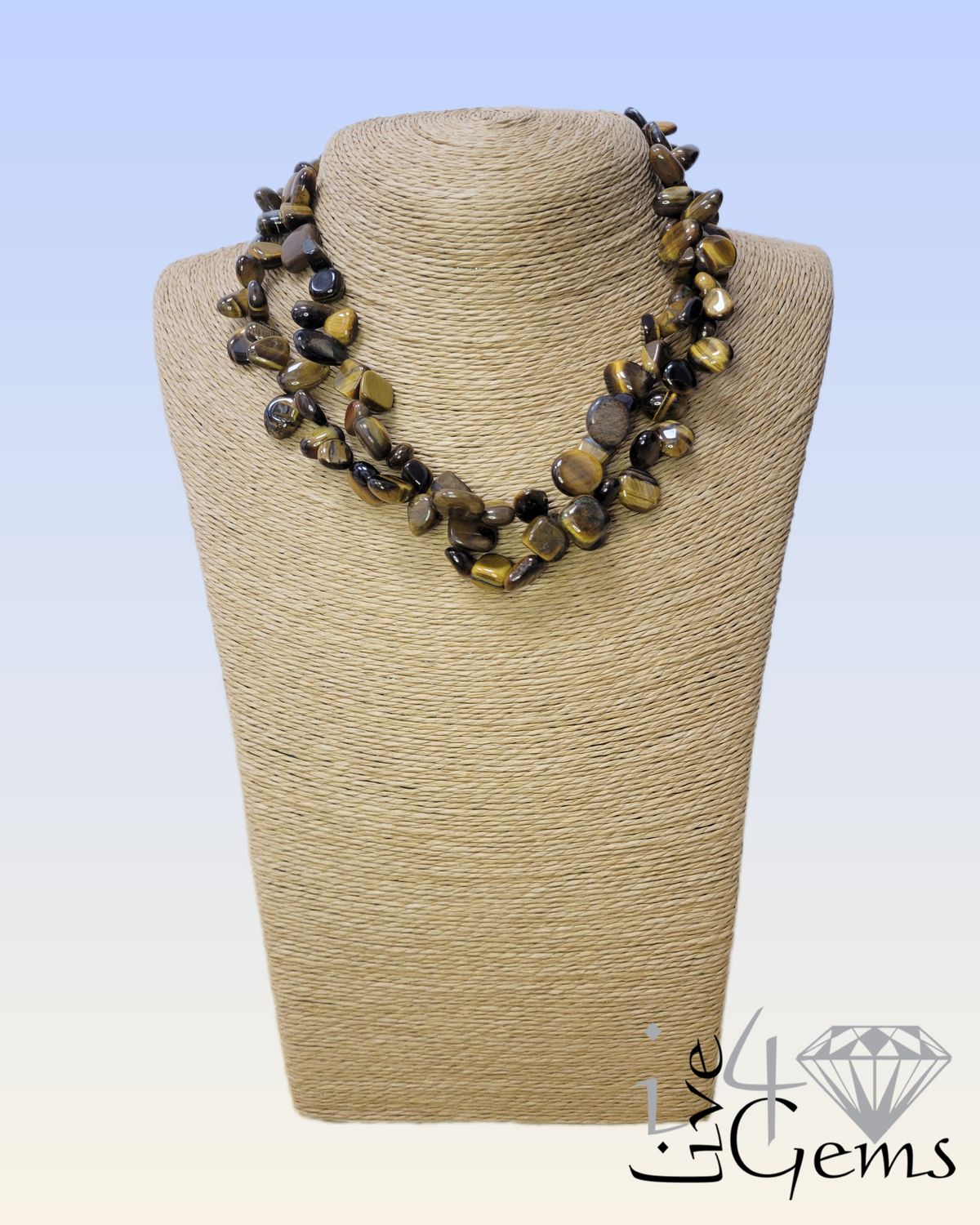 16&quot; Double Strand Tiger&#39;s Eye Torsade Necklace