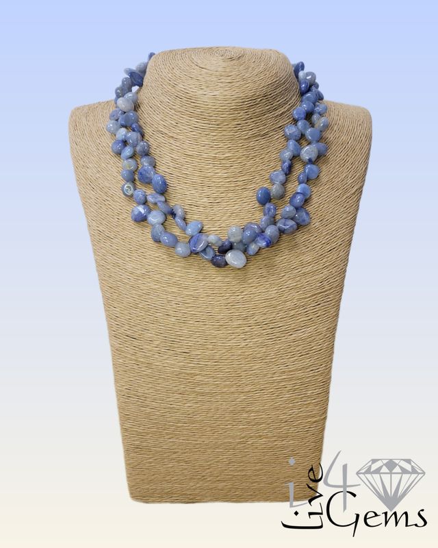 16&quot; Double Strand Blue Aventurine Torsade Necklace