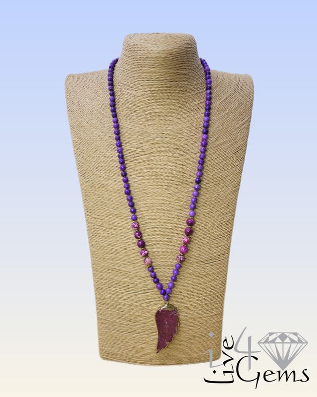 32&quot; Purple Magnesite Jasper Pendant Necklace