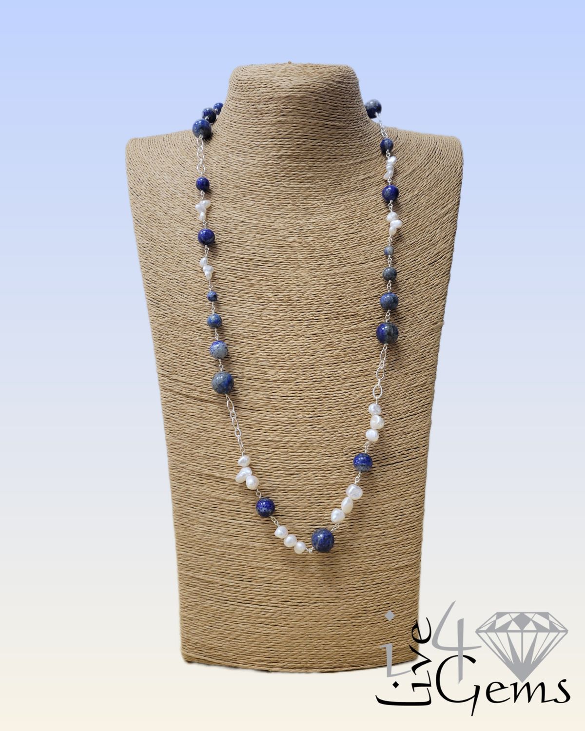 28&quot; Lapis Lazuli and Freshwater Pearl Necklace