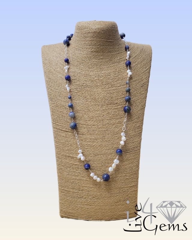 28&quot; Lapis Lazuli and Freshwater Pearl Necklace