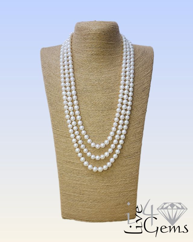 Pearl Triple Strand Circle Clasp 7mm