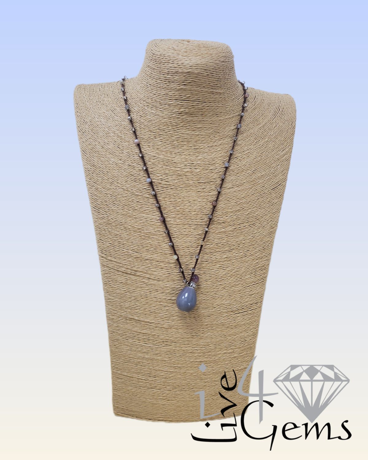 Botswana Agate Perfume Bottle Pendant Necklace 30"L